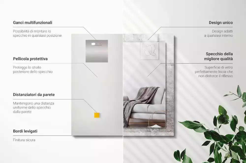 Obdélníkové dekorační zrcadlo Textura betonové zdi