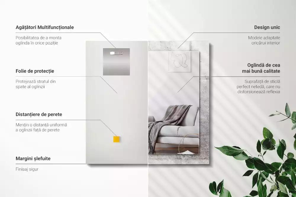 Obdélníkové dekorační zrcadlo Textura betonové zdi