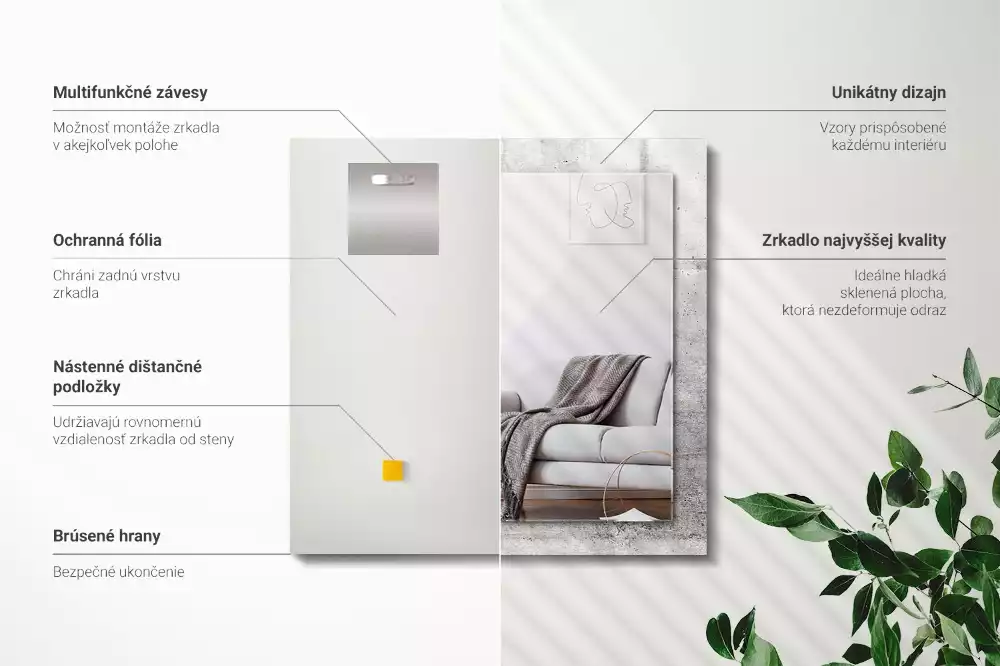 Obdélníkové dekorační zrcadlo Textura betonové zdi