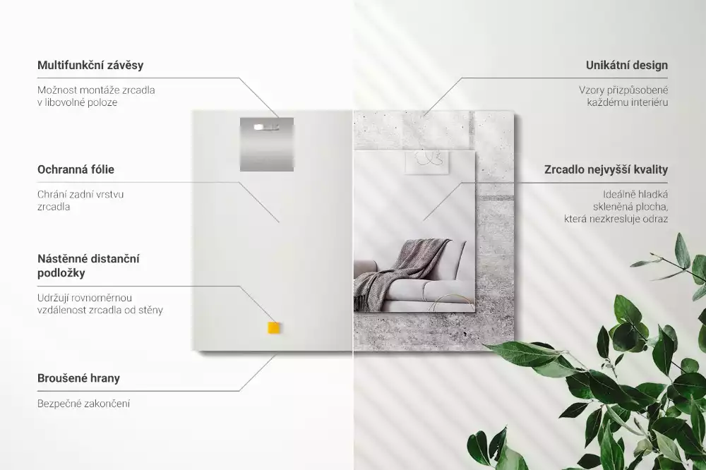 Obdélníkové dekorační zrcadlo Textura betonové zdi