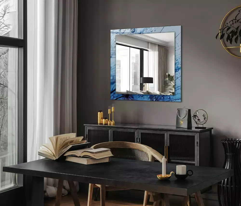 Obdélníkové dekorační zrcadlo Kapky na pampelišky