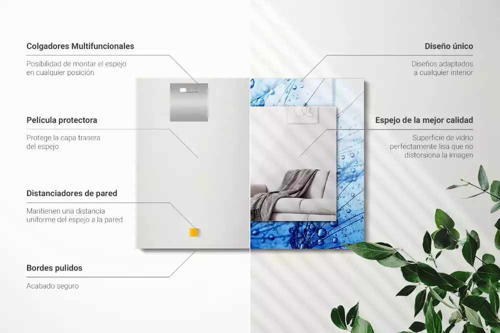 Obdélníkové dekorační zrcadlo Kapky na pampelišky