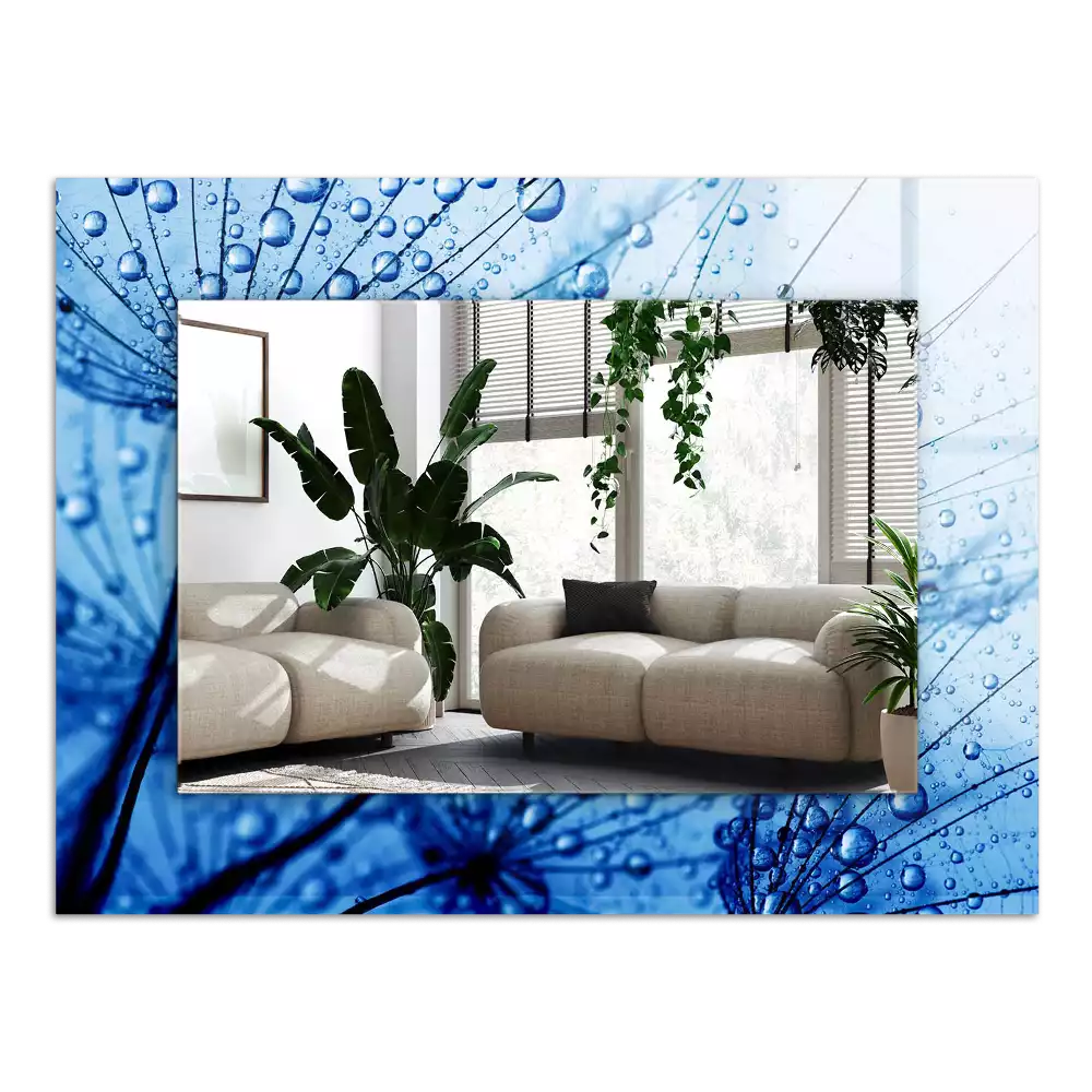 Obdélníkové dekorační zrcadlo Kapky na pampelišky