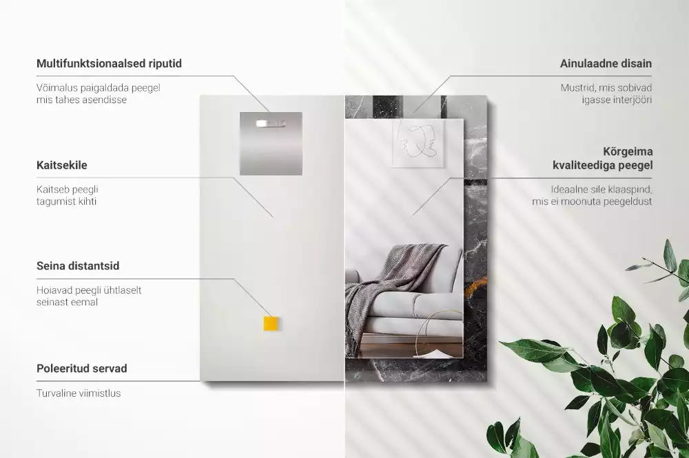 Obdélníkové dekorační zrcadlo Černé mramorové žíly