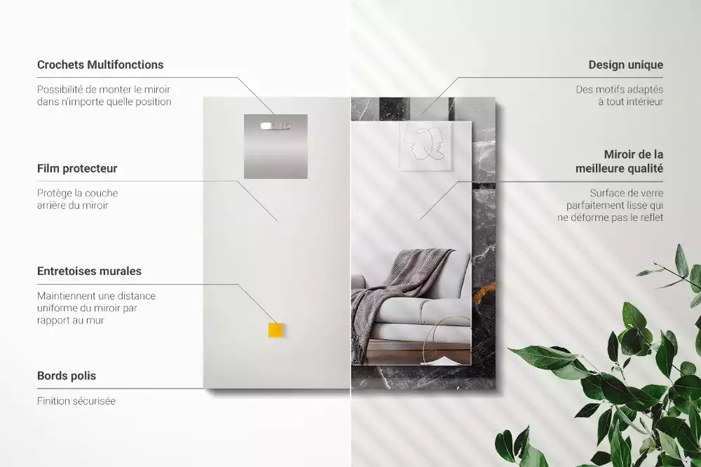 Obdélníkové dekorační zrcadlo Černé mramorové žíly