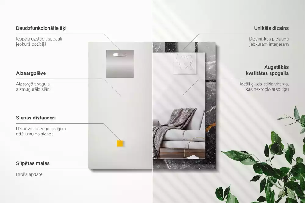 Obdélníkové dekorační zrcadlo Černé mramorové žíly