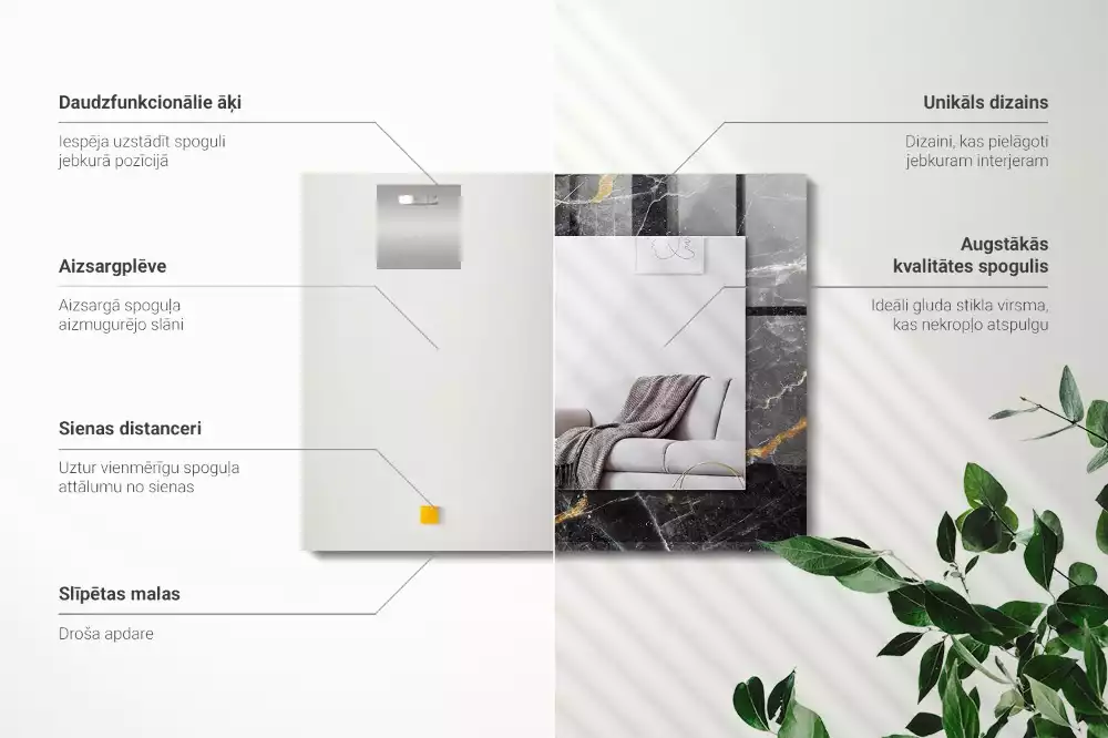 Obdélníkové dekorační zrcadlo Černé mramorové žíly