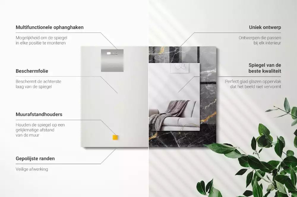 Obdélníkové dekorační zrcadlo Černé mramorové žíly