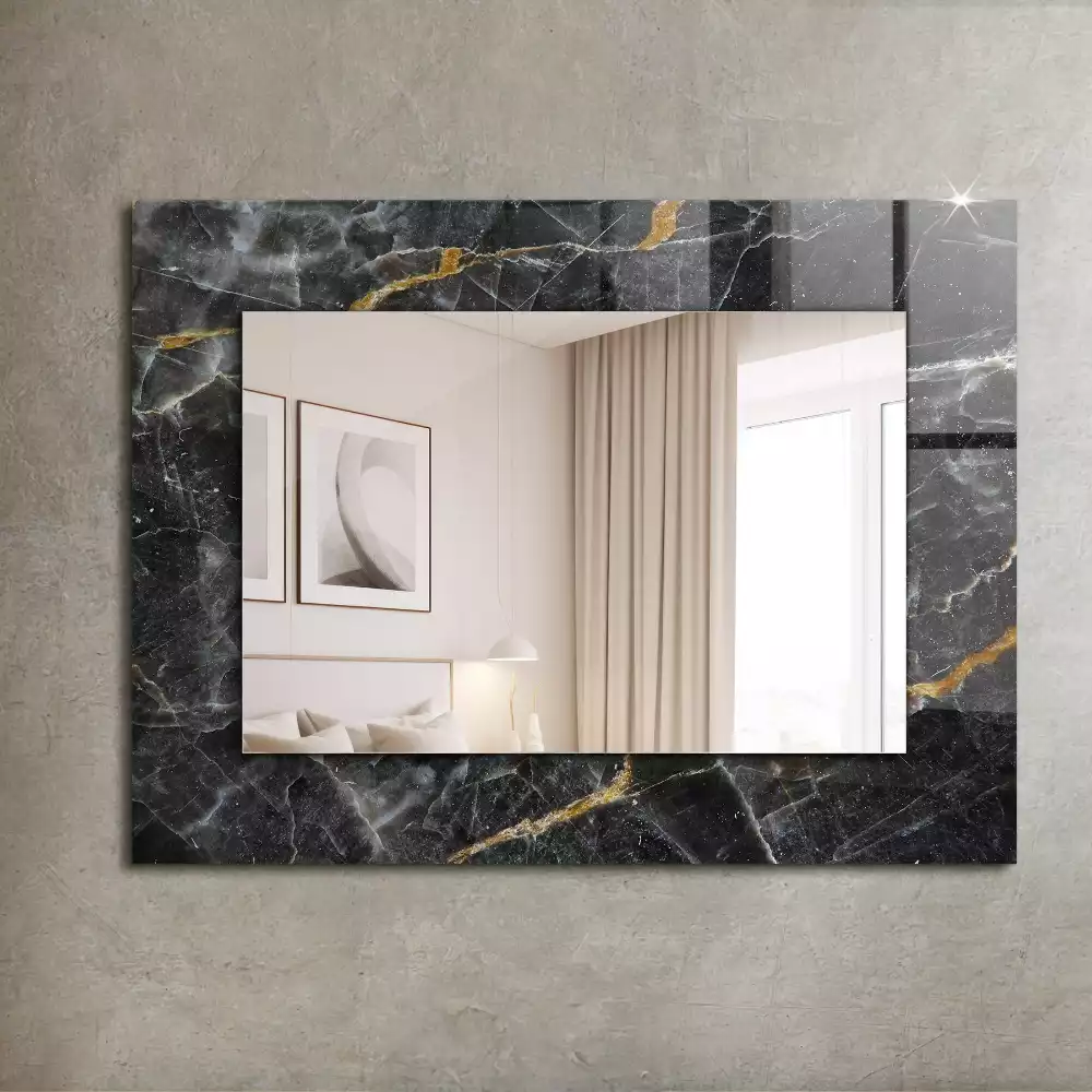 Obdélníkové dekorační zrcadlo Černé mramorové žíly