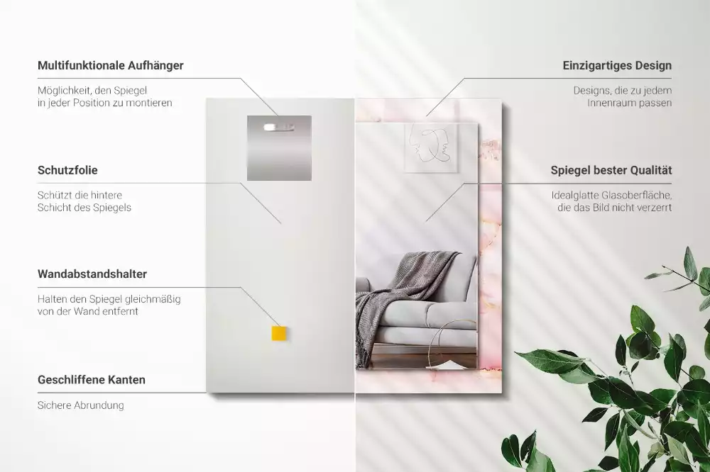 Obdélníkové dekorační zrcadlo Vzor růžového mramoru