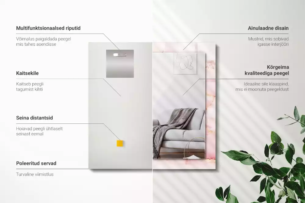 Obdélníkové dekorační zrcadlo Vzor růžového mramoru