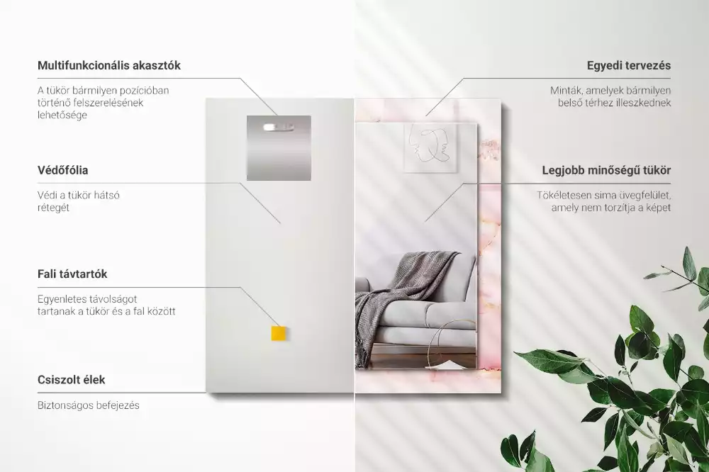 Obdélníkové dekorační zrcadlo Vzor růžového mramoru