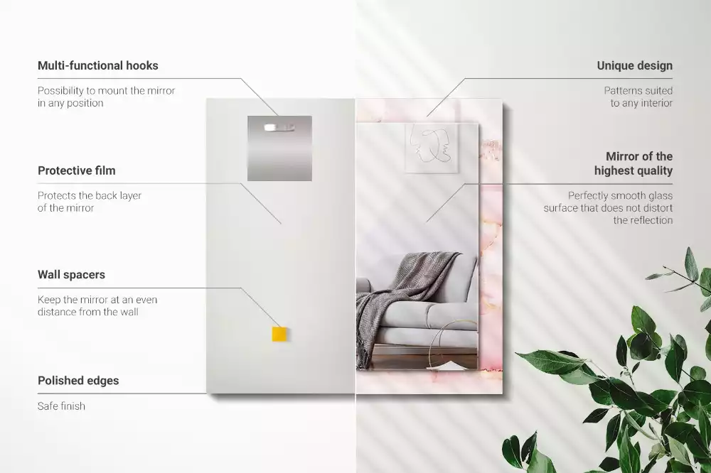 Obdélníkové dekorační zrcadlo Vzor růžového mramoru