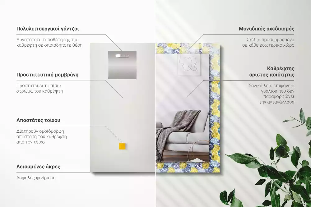 Obdélníkové dekorační zrcadlo Barevný květinový vzor