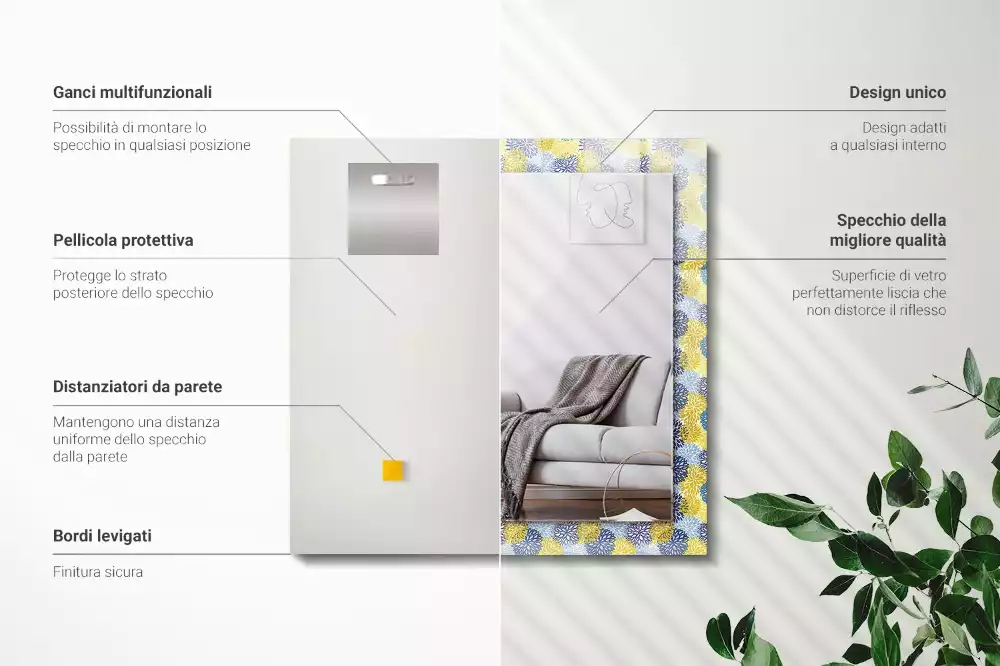 Obdélníkové dekorační zrcadlo Barevný květinový vzor