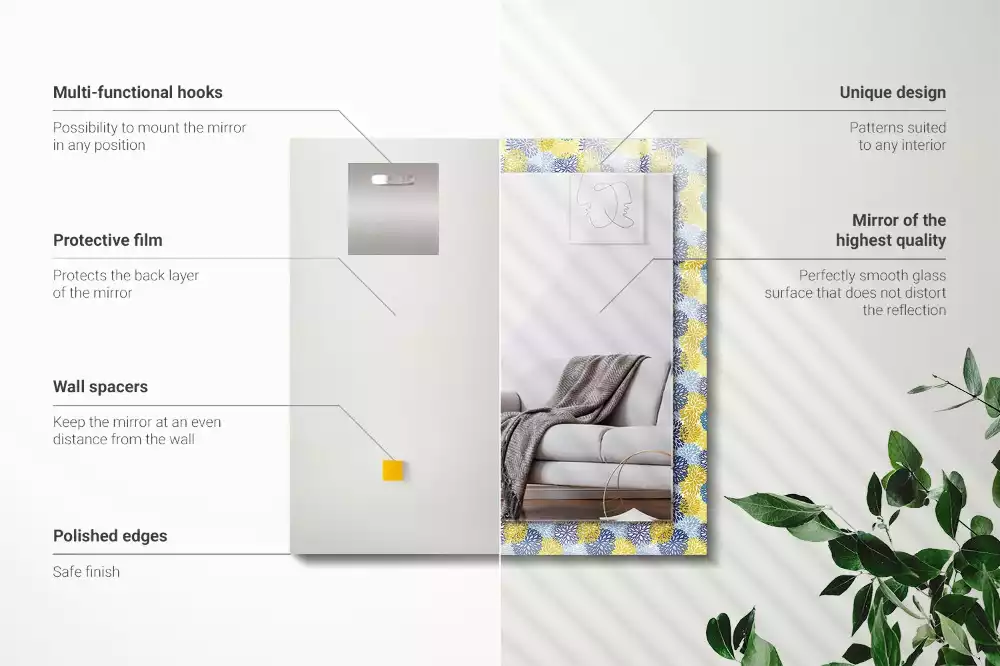 Obdélníkové dekorační zrcadlo Barevný květinový vzor