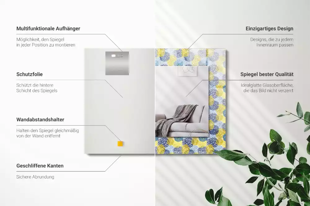 Obdélníkové dekorační zrcadlo Barevný květinový vzor