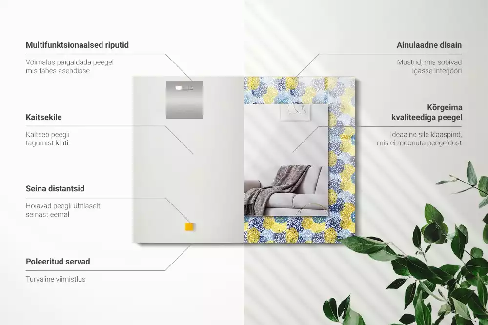 Obdélníkové dekorační zrcadlo Barevný květinový vzor