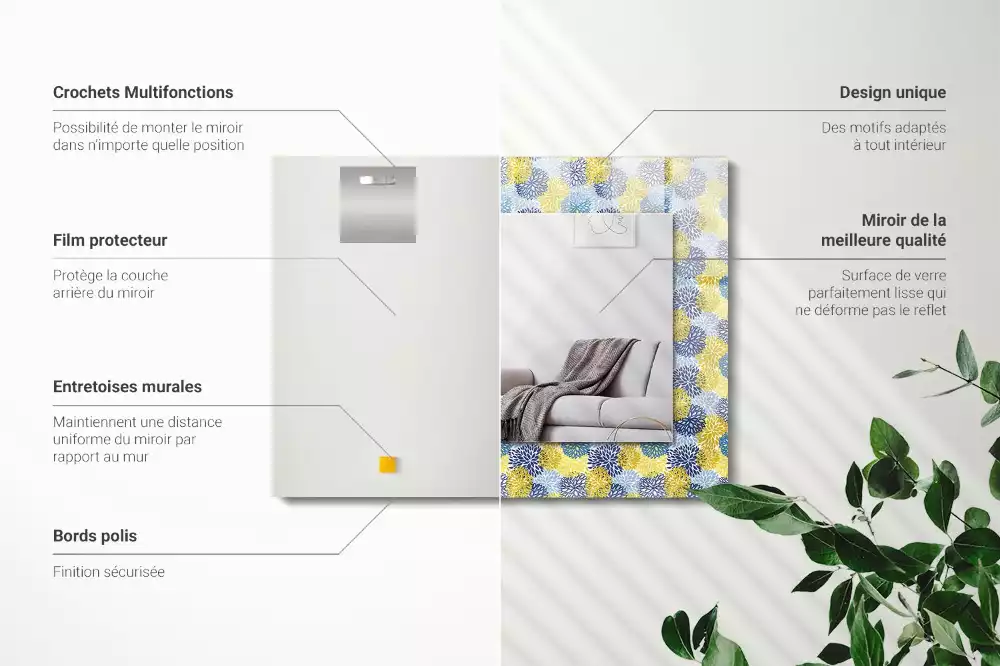 Obdélníkové dekorační zrcadlo Barevný květinový vzor