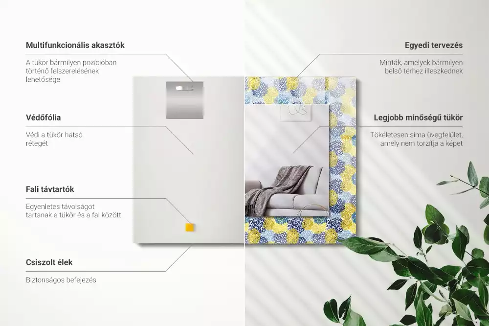 Obdélníkové dekorační zrcadlo Barevný květinový vzor