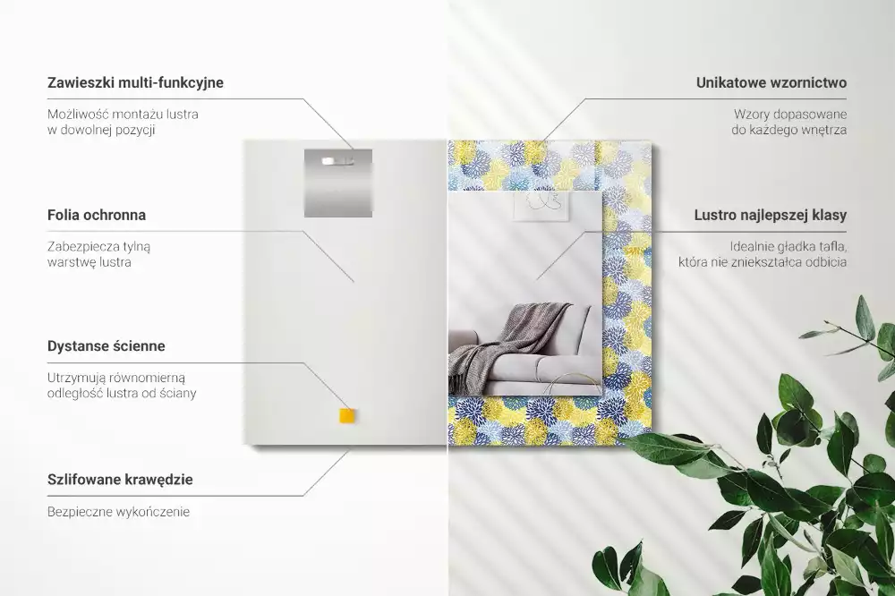 Obdélníkové dekorační zrcadlo Barevný květinový vzor