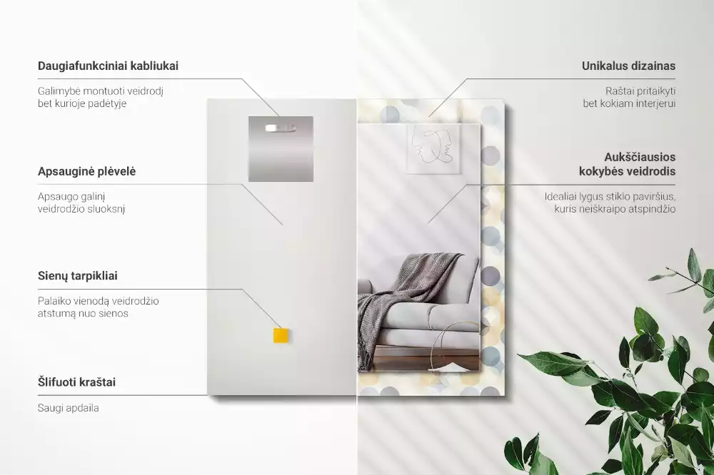 Obdélníkové dekorační zrcadlo Barevné kulaté vzory