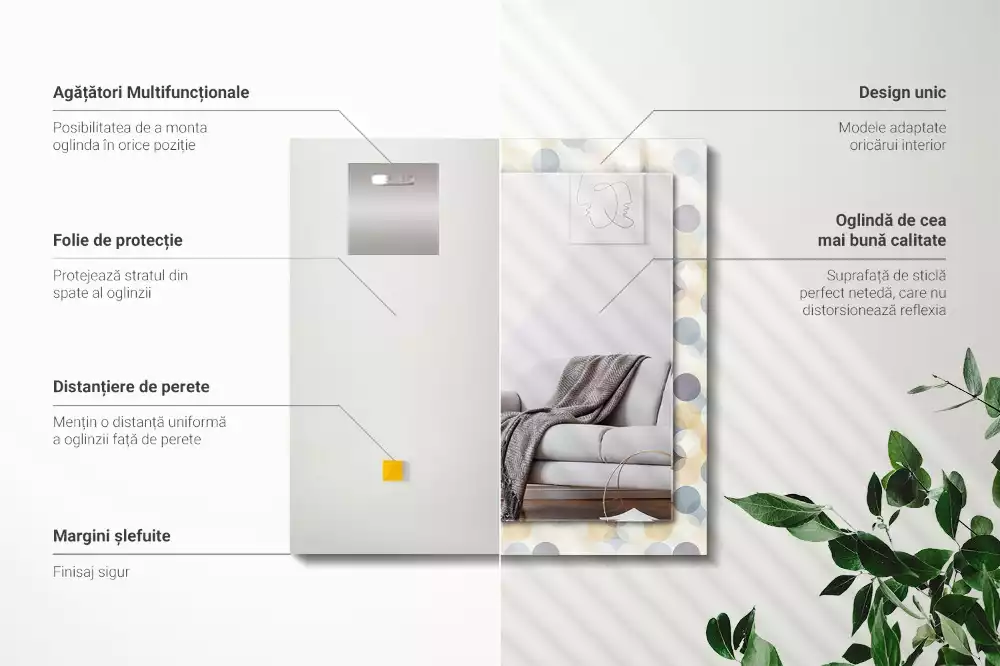 Obdélníkové dekorační zrcadlo Barevné kulaté vzory