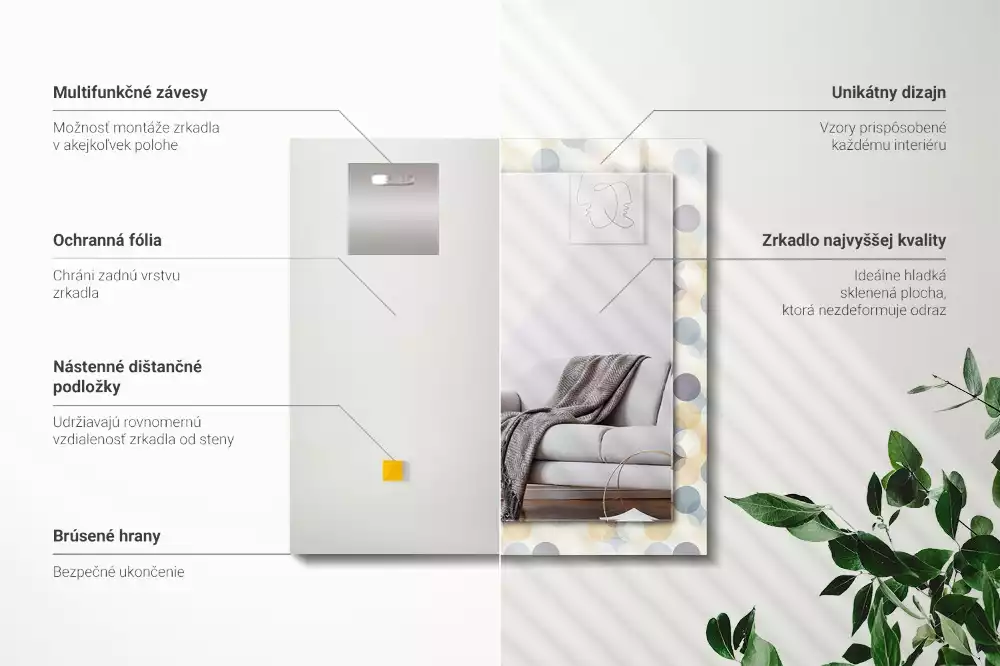 Obdélníkové dekorační zrcadlo Barevné kulaté vzory