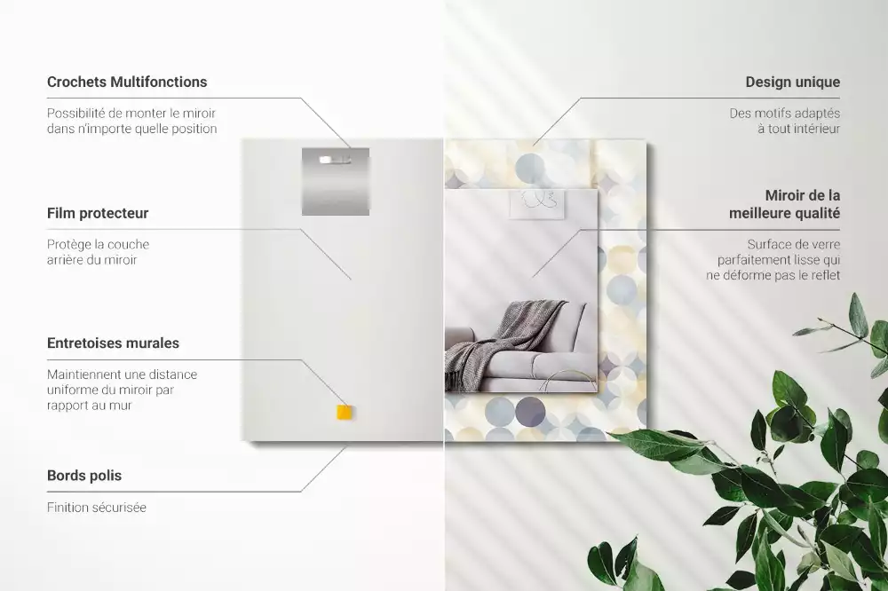 Obdélníkové dekorační zrcadlo Barevné kulaté vzory