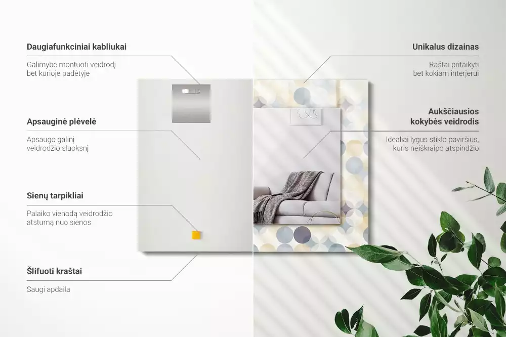 Obdélníkové dekorační zrcadlo Barevné kulaté vzory