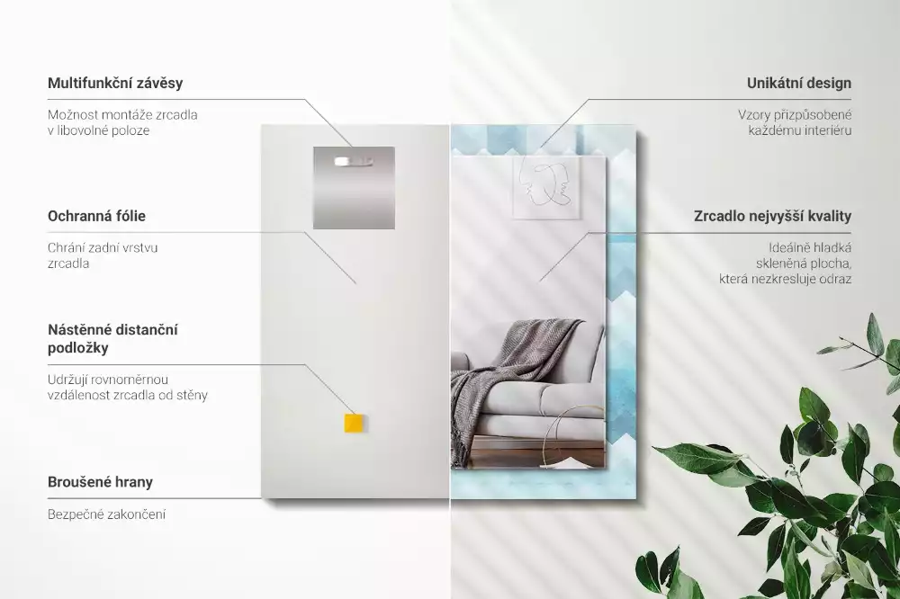 Obdélníkové dekorační zrcadlo Cikcak přechodový vzor