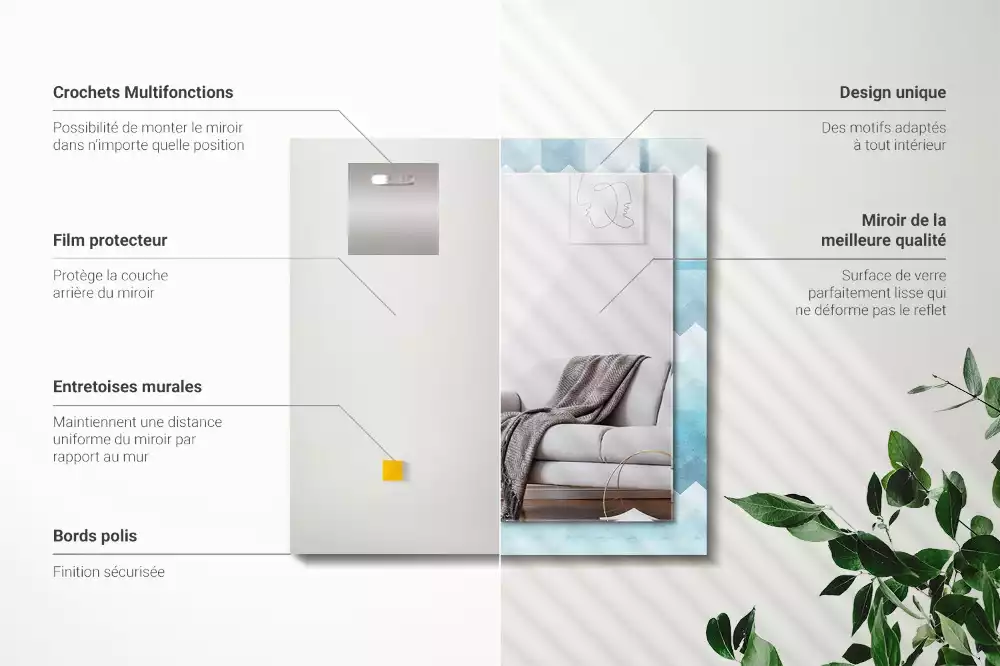 Obdélníkové dekorační zrcadlo Cikcak přechodový vzor