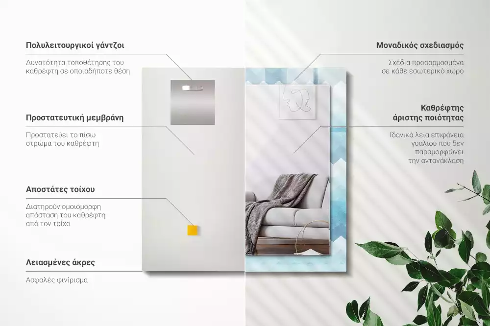 Obdélníkové dekorační zrcadlo Cikcak přechodový vzor