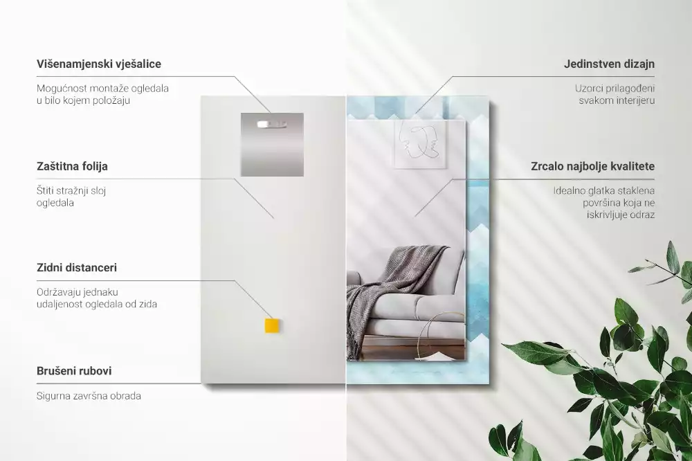 Obdélníkové dekorační zrcadlo Cikcak přechodový vzor