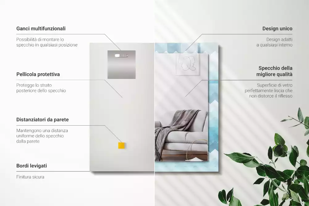 Obdélníkové dekorační zrcadlo Cikcak přechodový vzor