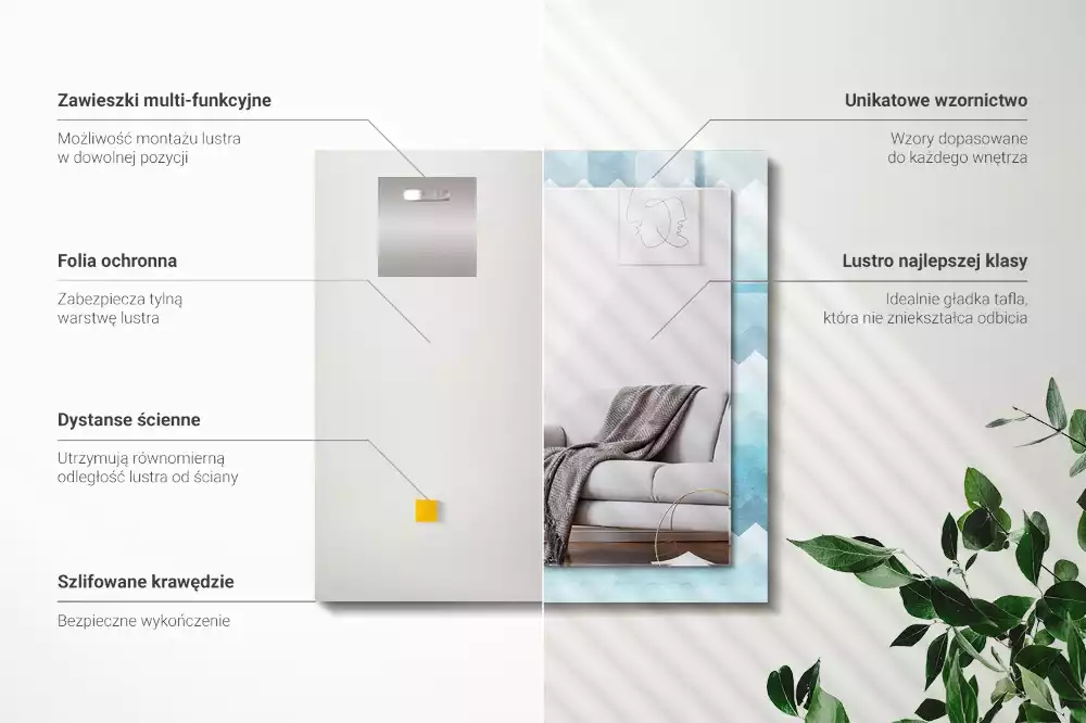 Obdélníkové dekorační zrcadlo Cikcak přechodový vzor