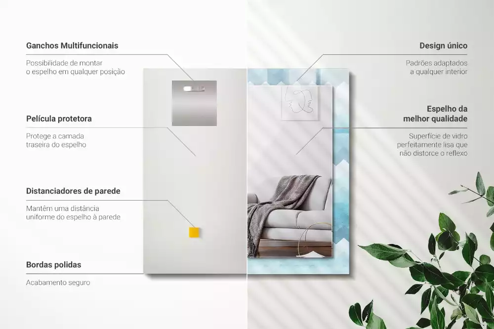 Obdélníkové dekorační zrcadlo Cikcak přechodový vzor