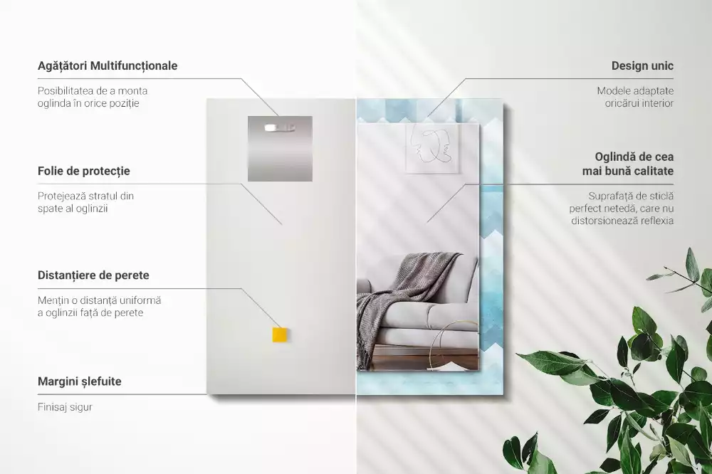 Obdélníkové dekorační zrcadlo Cikcak přechodový vzor