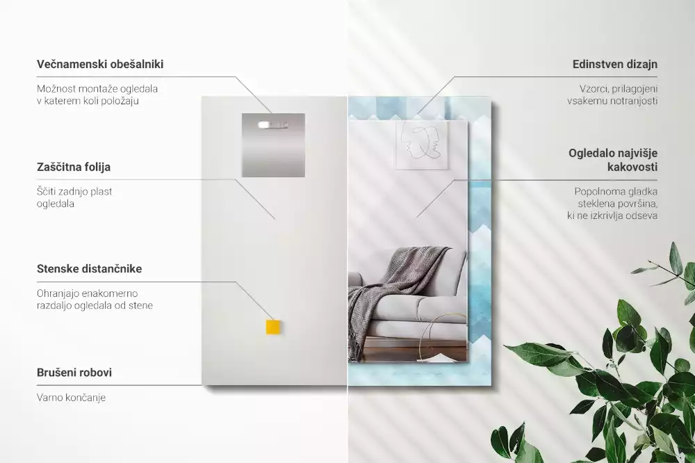 Obdélníkové dekorační zrcadlo Cikcak přechodový vzor