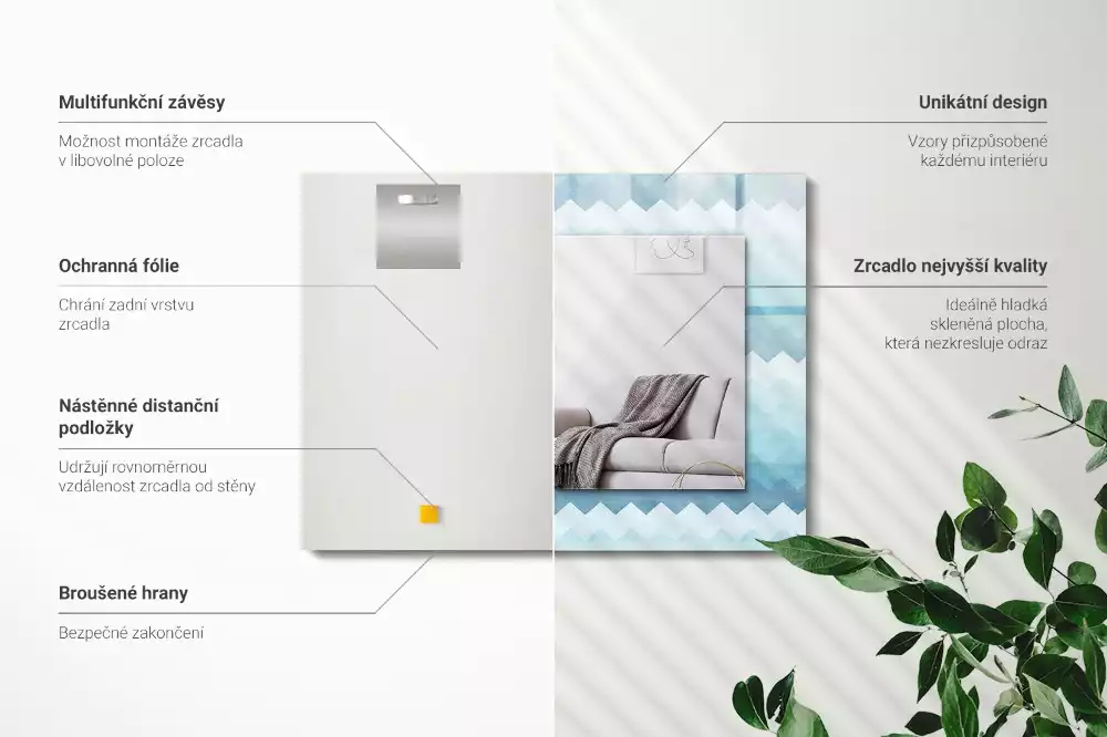 Obdélníkové dekorační zrcadlo Cikcak přechodový vzor