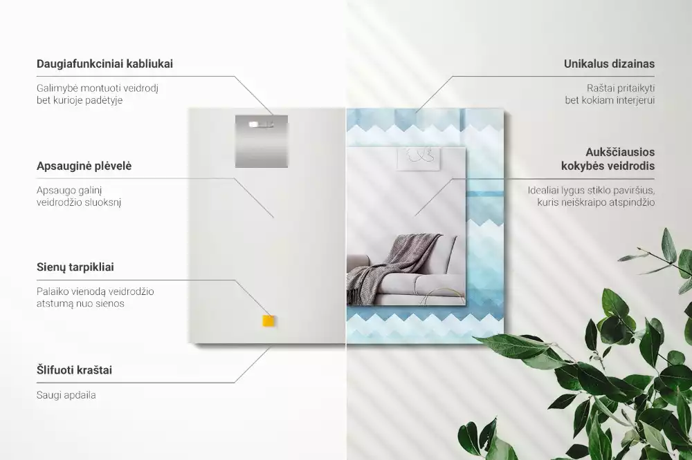 Obdélníkové dekorační zrcadlo Cikcak přechodový vzor