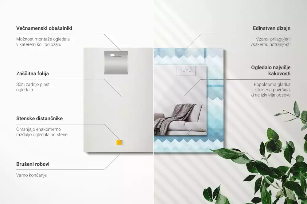 Obdélníkové dekorační zrcadlo Cikcak přechodový vzor