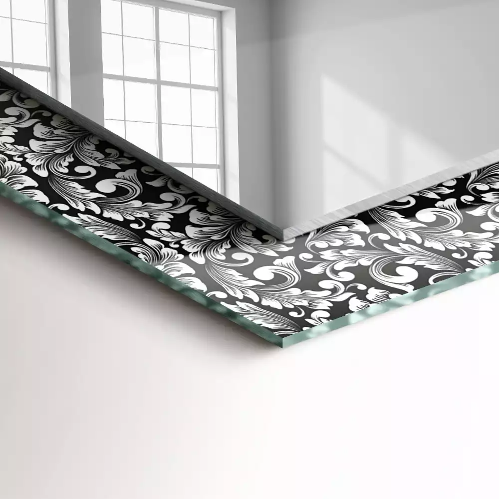 Obdélníkové dekorační zrcadlo Černé a bílé ozdoby