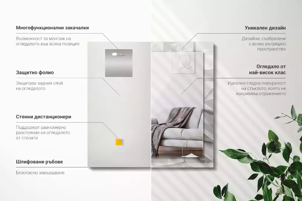 Obdélníkové dekorační zrcadlo Abstraktní geometrické tvary