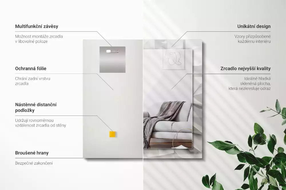 Obdélníkové dekorační zrcadlo Abstraktní geometrické tvary