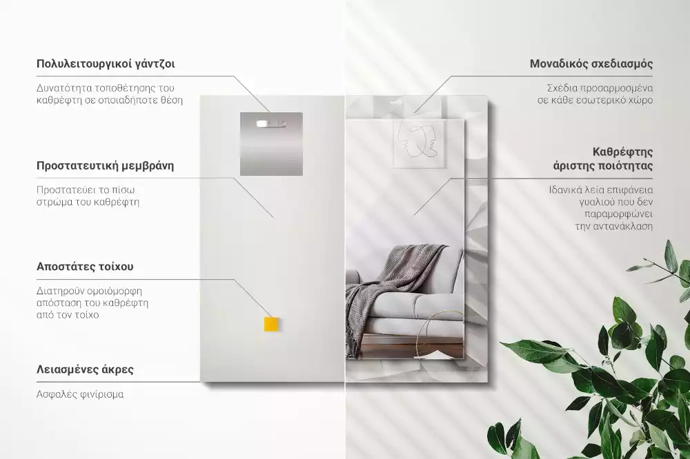 Obdélníkové dekorační zrcadlo Abstraktní geometrické tvary