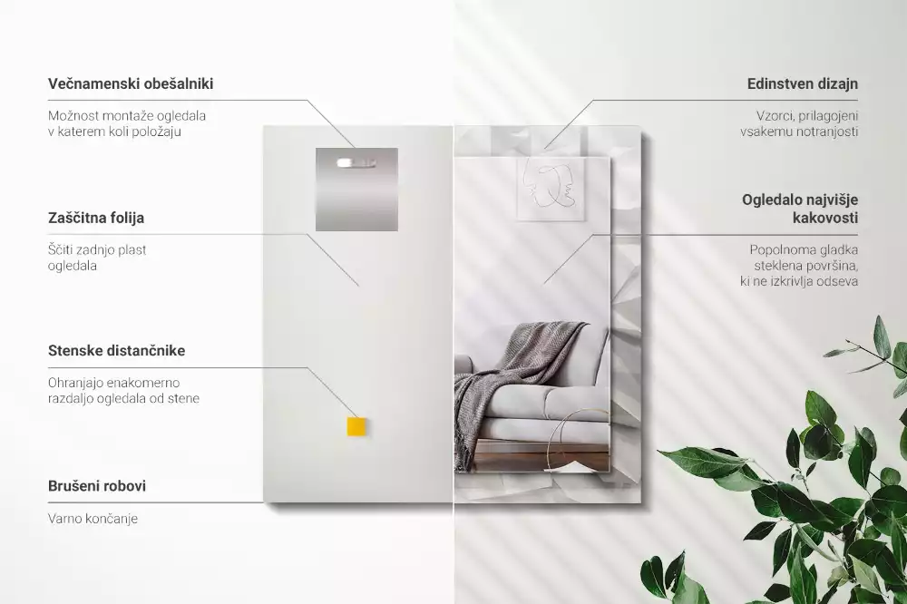 Obdélníkové dekorační zrcadlo Abstraktní geometrické tvary