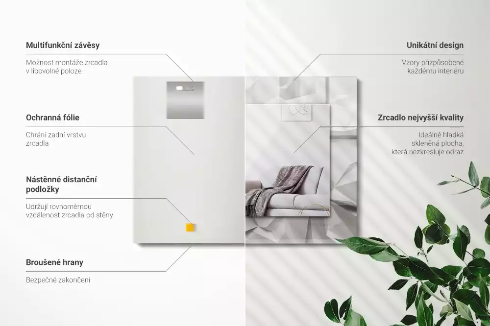 Obdélníkové dekorační zrcadlo Abstraktní geometrické tvary