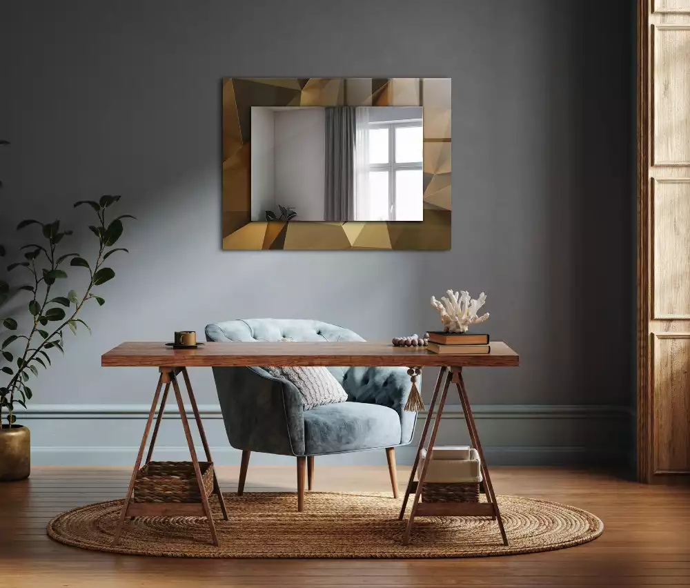 Obdélníkové dekorační zrcadlo geometrické tvary