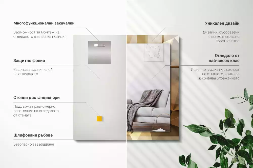 Obdélníkové dekorační zrcadlo geometrické tvary